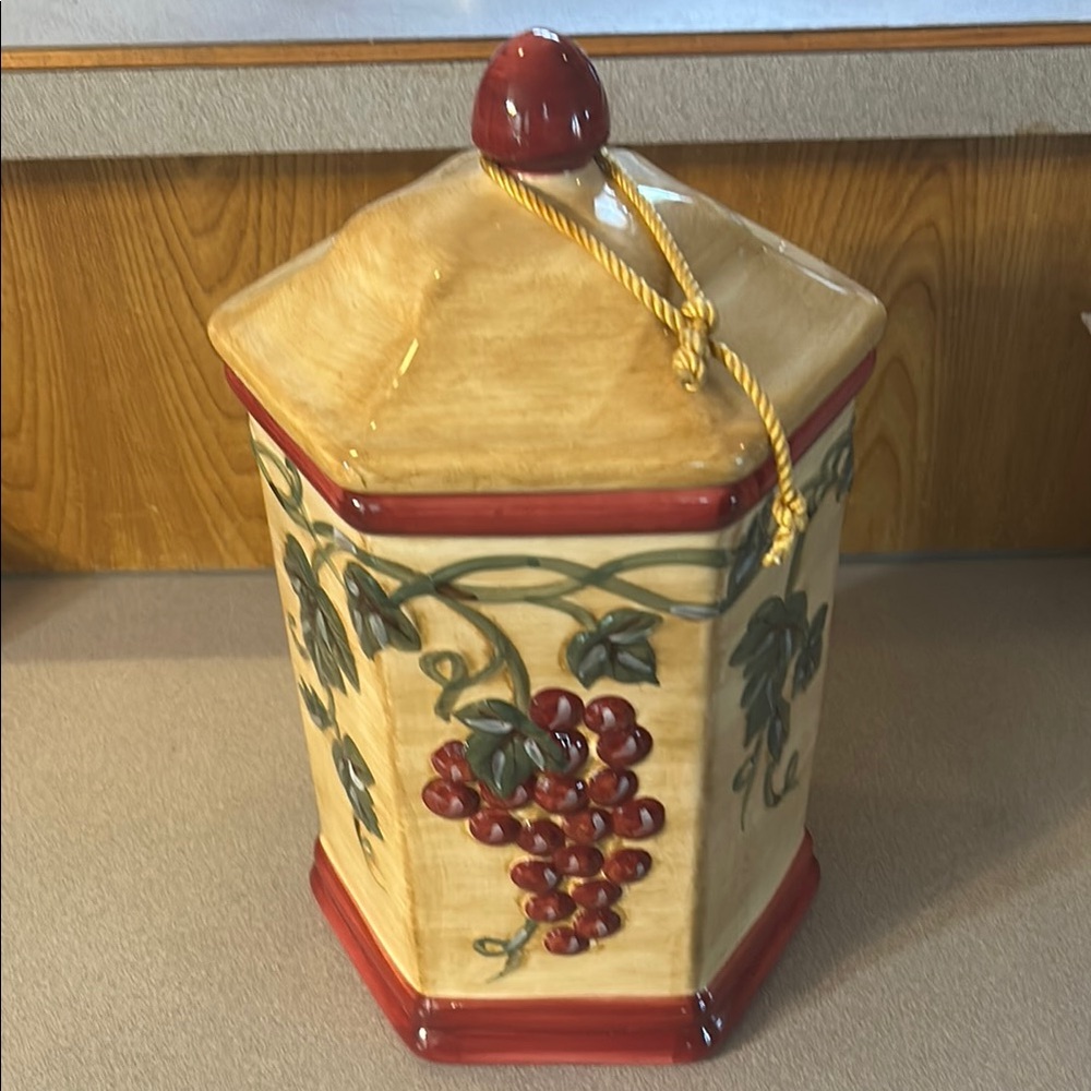 Grapevine Ceramic Canister with Lid